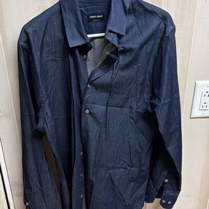 Giorgio Armani Dark Navy Button-Front Shirt Jacket